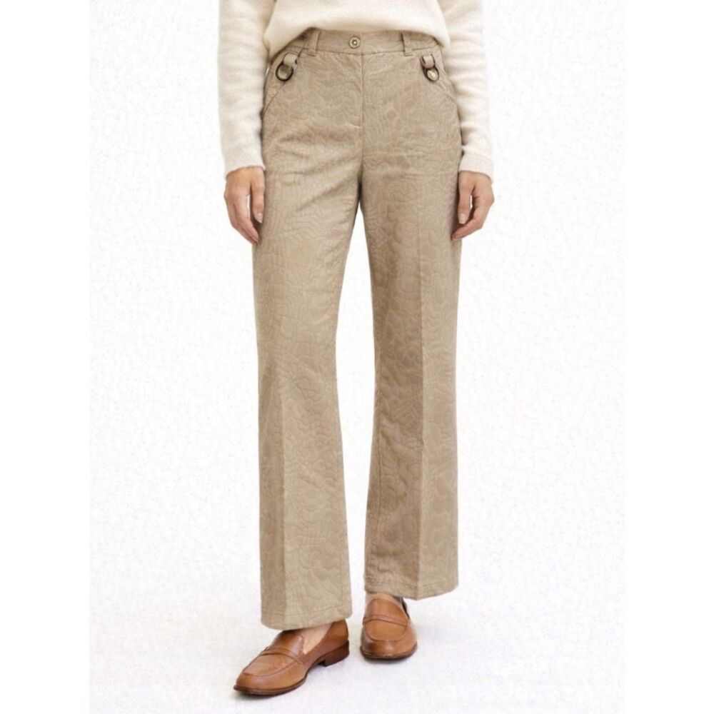 St. John Sport Tan Jacquard Pants Size 2 Textured Straight Leg Animal Print VTG